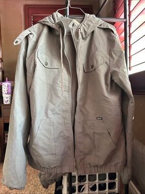 Volcom Men's Hooded Shirt Jacket in Light Gray